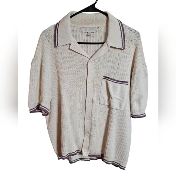 Urban Outfitters Standard Cloth Mens Small Oversized Knit Polo Shirt Preppy Y2K - Picture 2 of 8